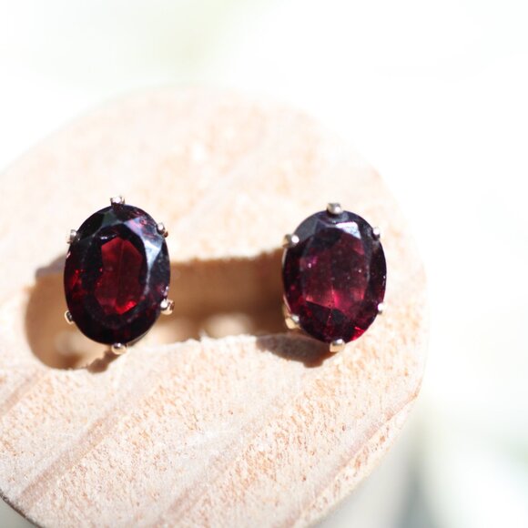 14K Garnet Studs - Picture 1 of 5